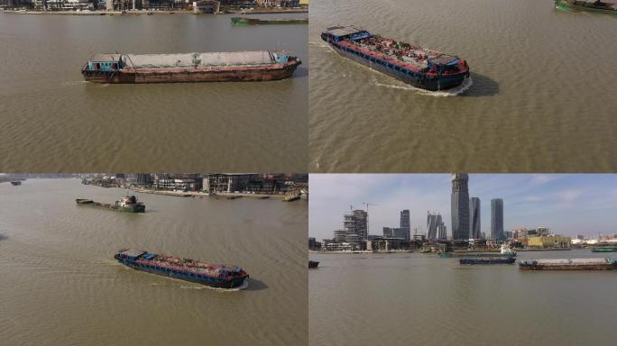 4K-原素材-上海黄浦江货轮