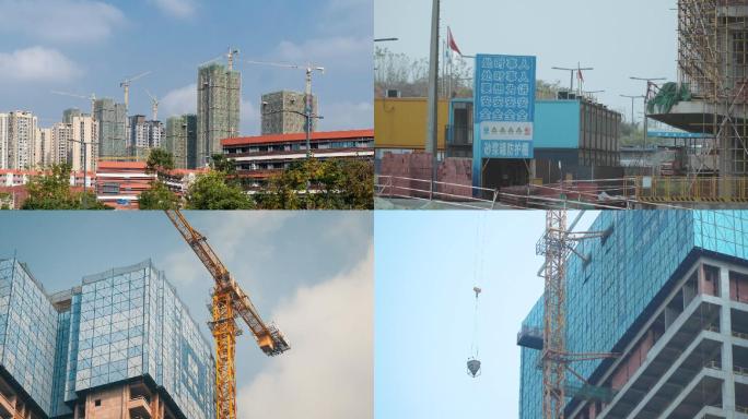 中国建筑成都市天府新区建设塔吊工地实拍
