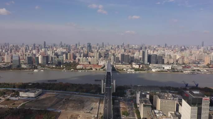 4K-原素材-上海卢浦大桥城市大景