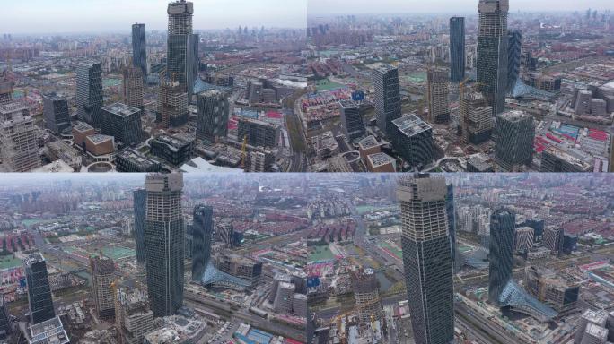 4K-原素材-上海徐汇区在建高楼大厦