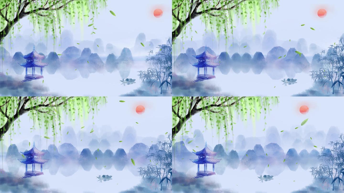 唯美水墨山水通用背景