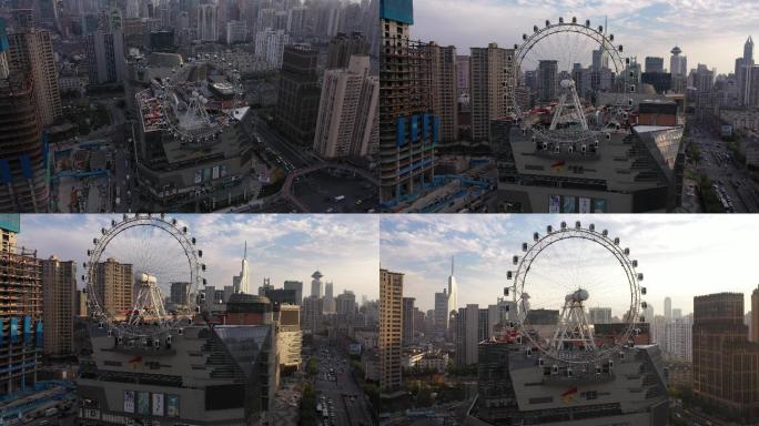 4K-原素材-上海大悦城摩天轮航拍