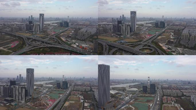 4K-原素材-上海浦东前滩航拍