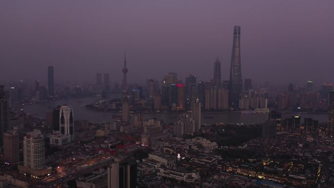 4K-原素材-上海低沉压抑风光航拍