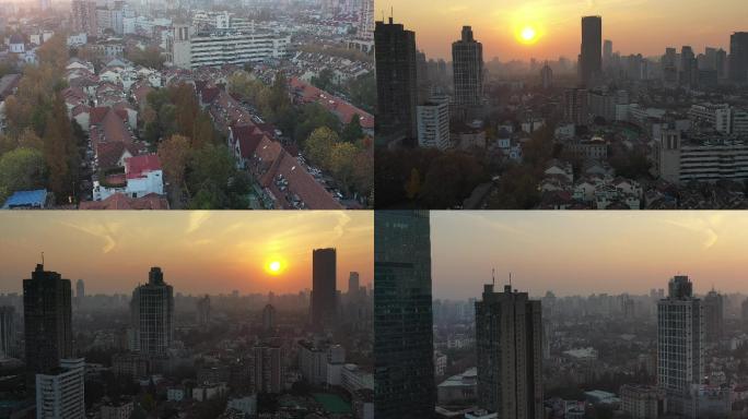 4K原素材-航拍上海老城厢、新城区高楼大