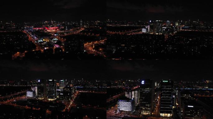 4K-原素材-上海中国前滩夜景航拍