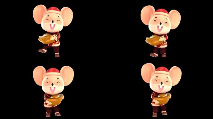 鼠年老鼠元宝跳舞动画循环通道
