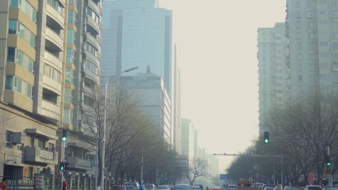 【4K】北京冬日雾霾街道