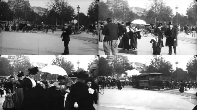 1898年法国巴黎现代化城市街道街头