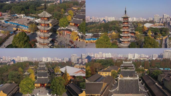 4K-原素材-上海龙华寺航拍