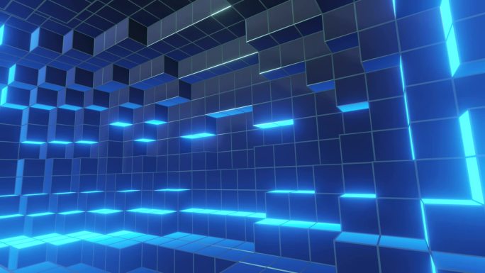 3D立方方形科技感科幻隧道穿梭VJ背景