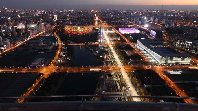 鸟巢周边俯视夜景