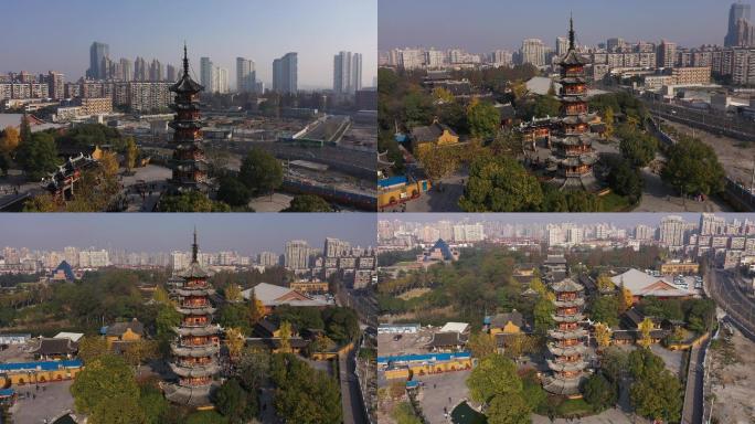 4K-原素材-上海龙华寺航拍