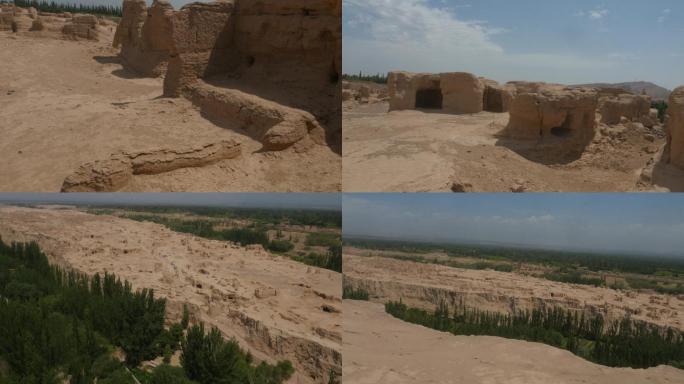 新疆吐鲁番交河故城遗址4K航拍素材