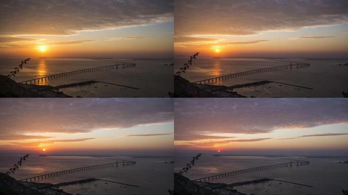 广东汕头南澳岛南澳大桥日落延时摄影