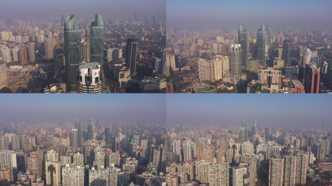 4K-原素材-上海汇港恒隆广场航拍