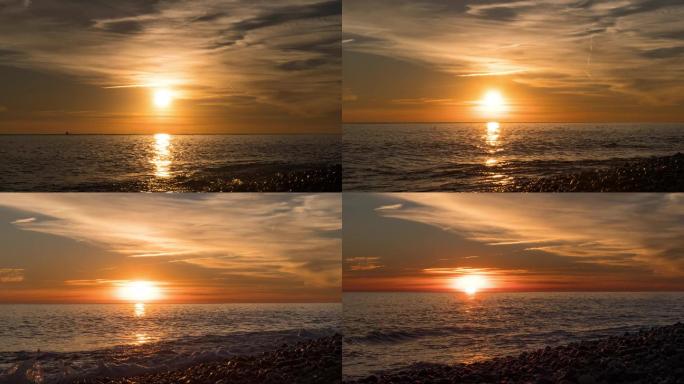 4K海上日落海面延时拍摄美景