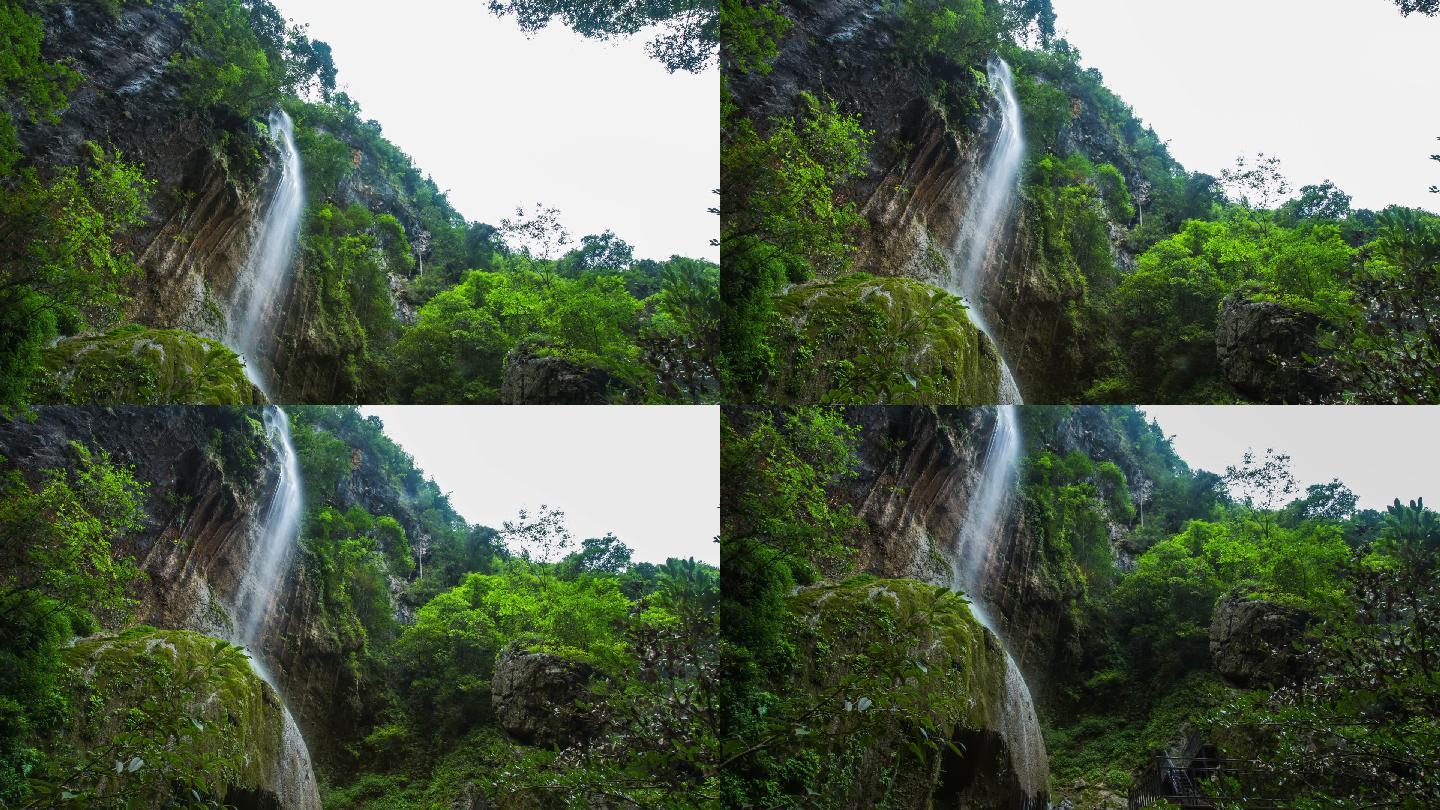 青山溪瀑布山区瀑布移动延时溪水