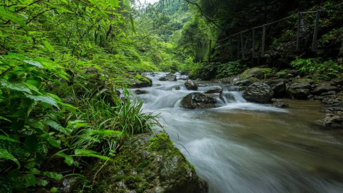 溪水小溪延时山间山区流水大山