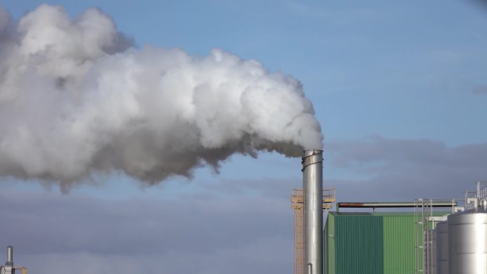 4K工厂烟囱冒烟雾霾空气污染
