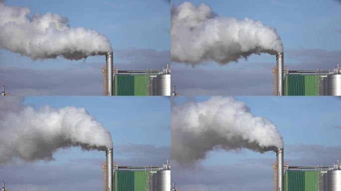 4K工厂烟囱冒烟雾霾空气污染