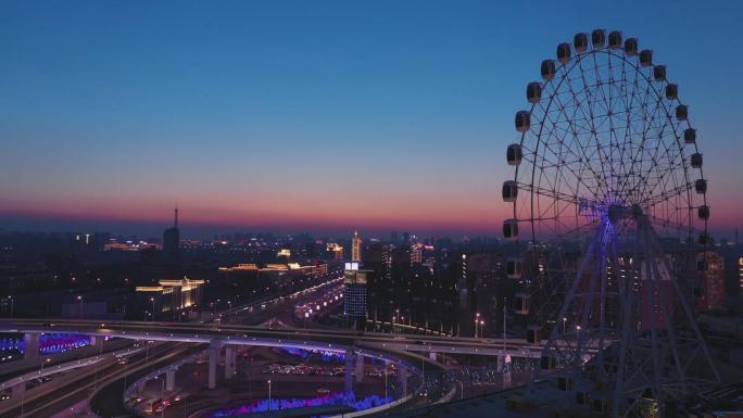 长春摩天轮夜景航拍