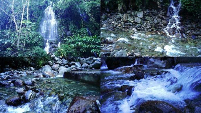 高清实拍高黎贡山上帕河瀑布山水河流