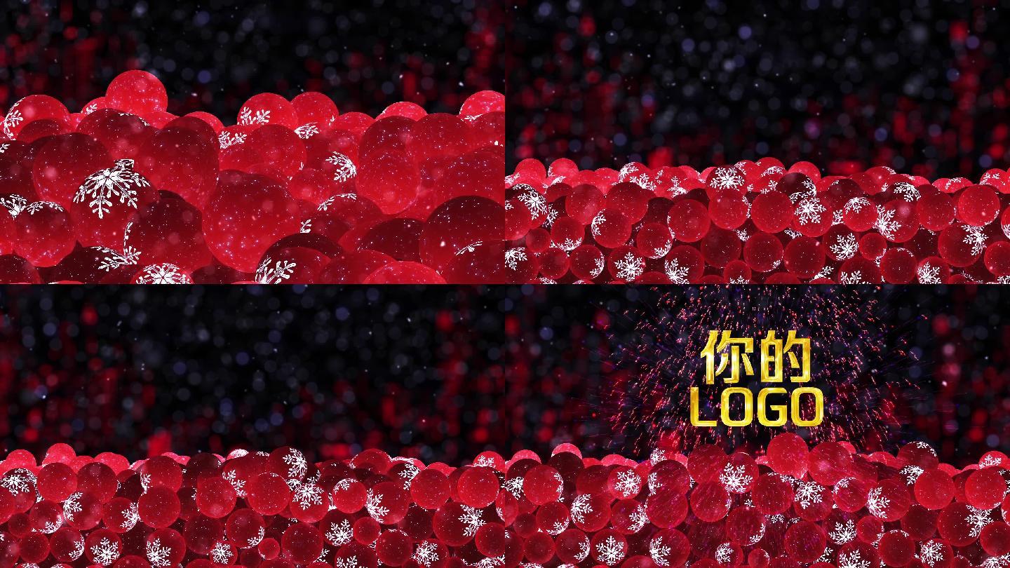 圣诞红色雪花装饰球祝福logo