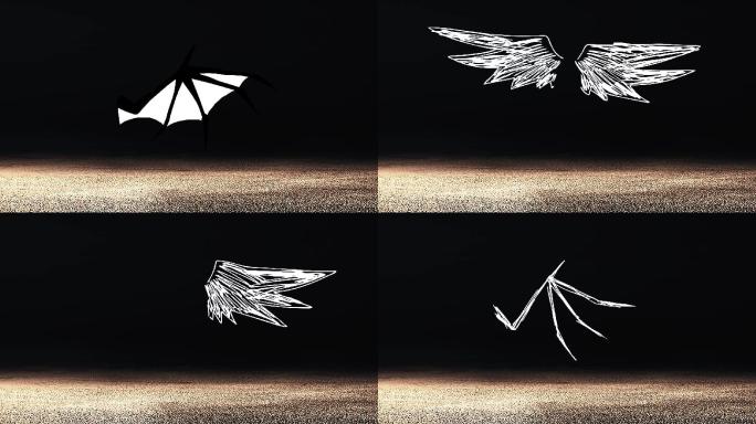 15组纯白色卡通手绘翅膀动态素材