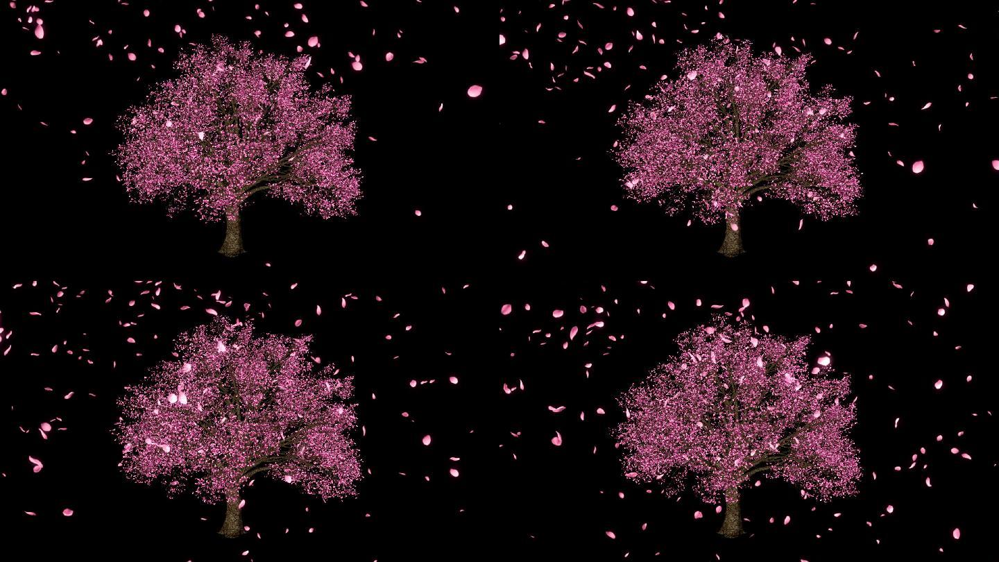 LED大屏3D全息素材唯美浪漫桃花树