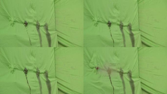 高清实拍喷血绿布抠像素材02