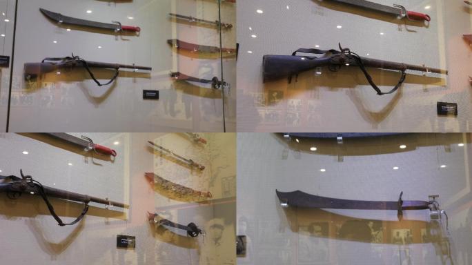 4K湖南人民抗日的大刀和猎枪展品