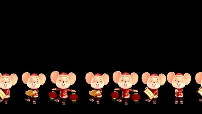 老鼠拜年动画边框循环通道