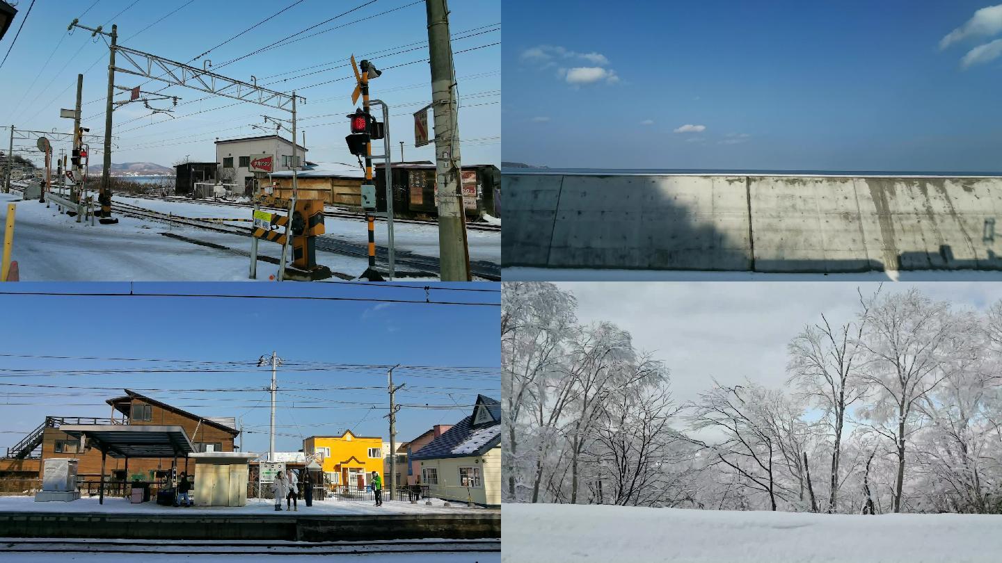 日本北海道冬天城市交通素材