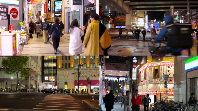 夜游日本大阪心斋桥繁华城市夜景