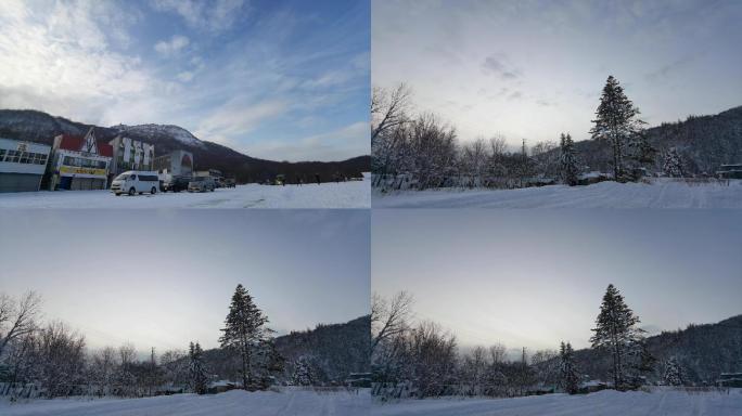 日本北海道雪山雾凇超美延时素