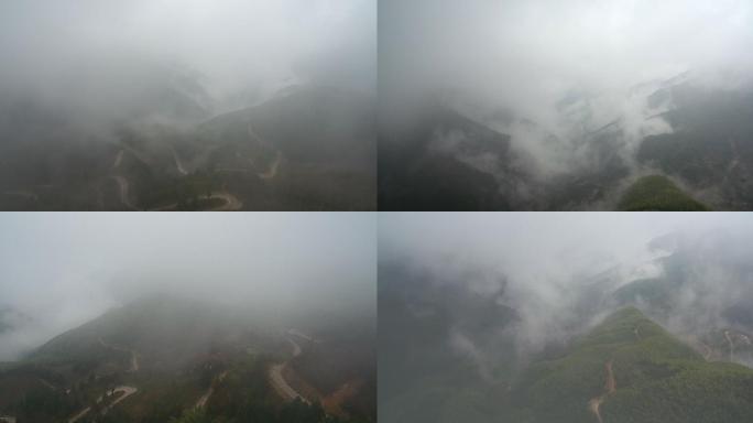 航拍云雾括苍山脉