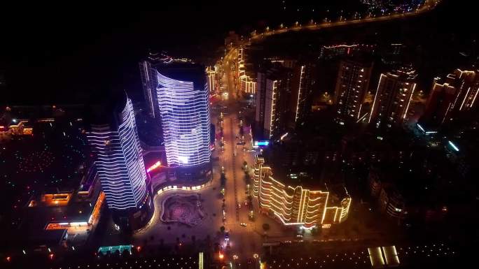 贵州惠水城市夜晚航拍建筑夜景