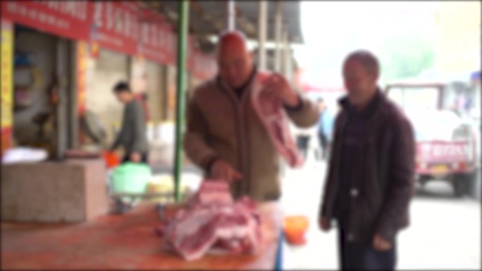 猪肉-农贸市场买肉-切肉