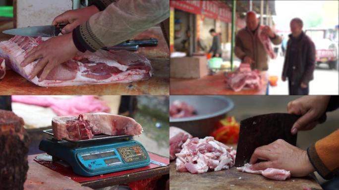 猪肉-农贸市场买肉-切肉