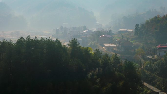 4K层层叠叠大山下的村庄06