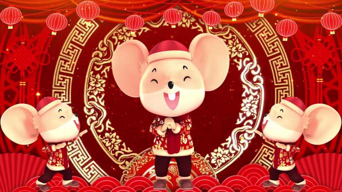 鼠年喜庆拜年中国风背景循环