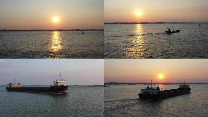 广西码头、夕阳、货船、石油、油气灌