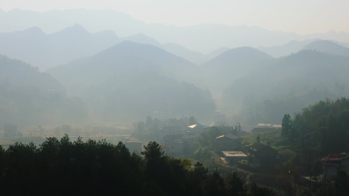 4K层层叠叠大山下的村庄04