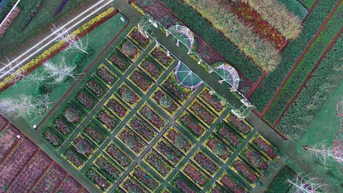 4k航拍，创意造型的花园园艺