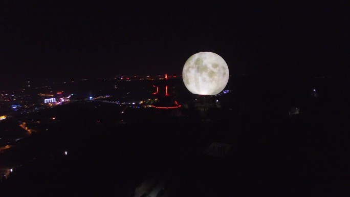 航拍月亮假月亮