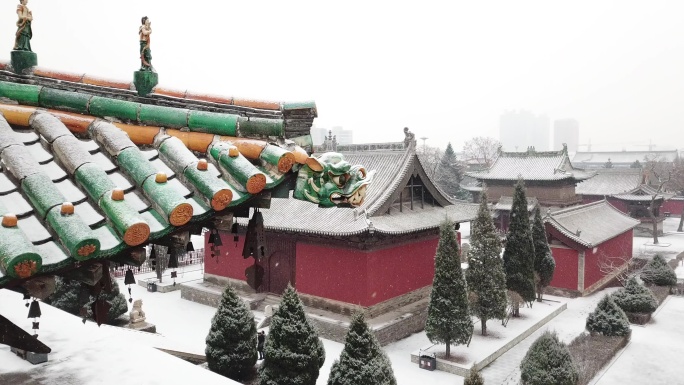 寺庙雪景，特写