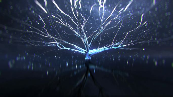 原创科技粒子树生长舞台背景-原创可商用