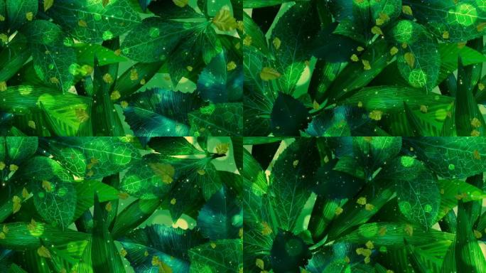 绿色植物树叶光影粒子