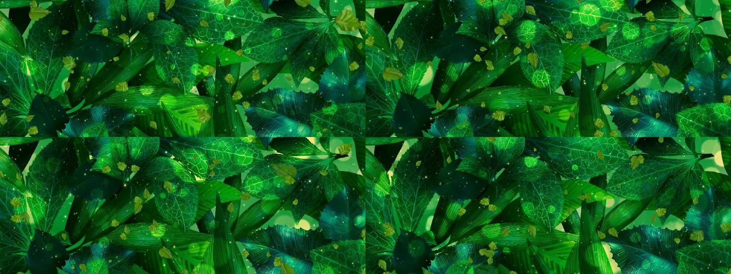 绿色植物树叶光影粒子